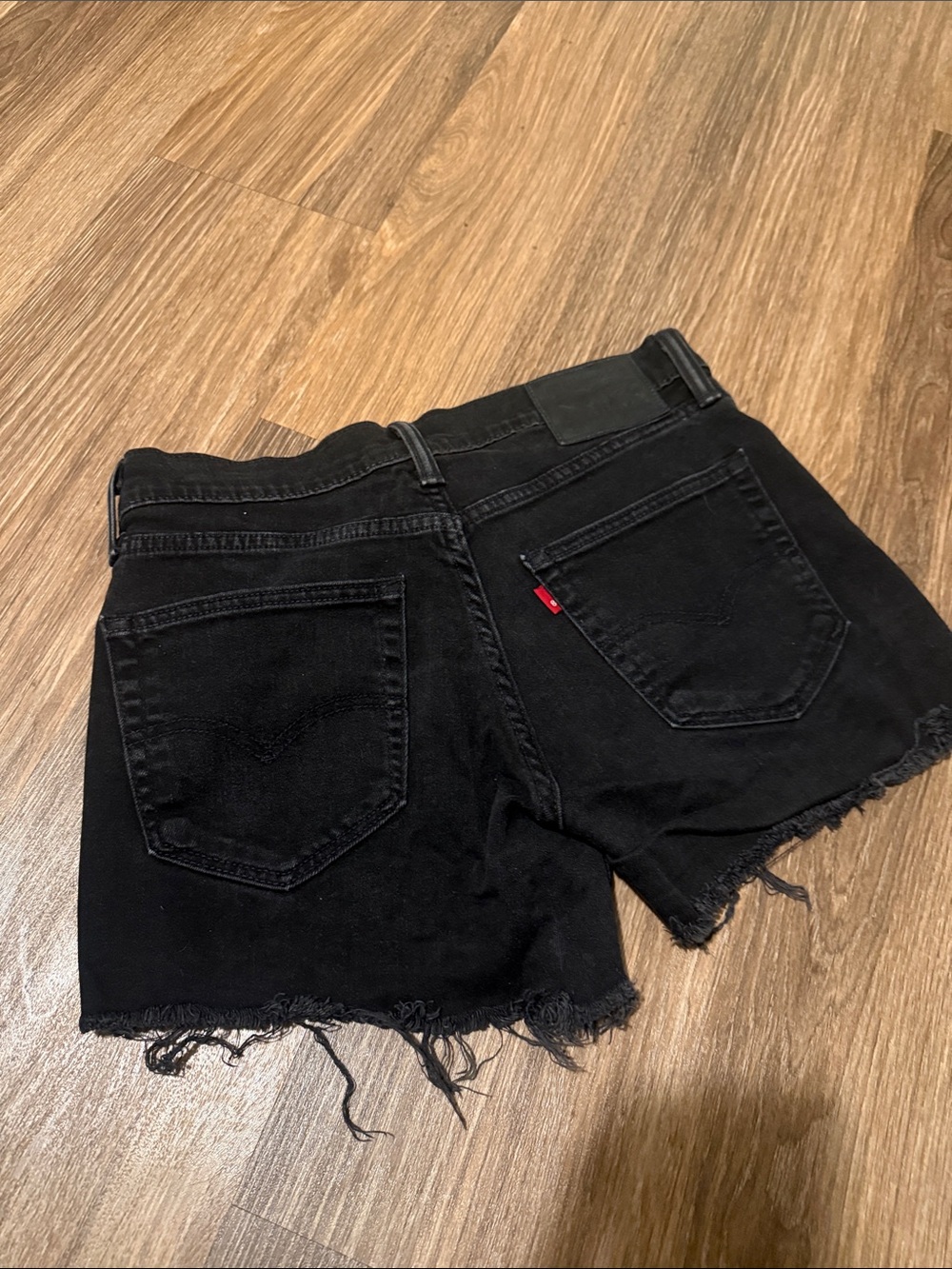 Levi's Black Denim Frayed Cutoff Shorts